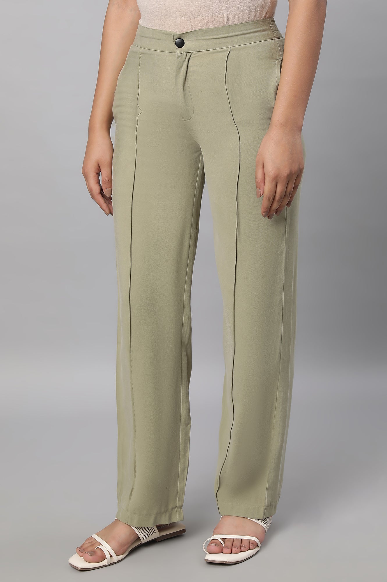 Green Parallel Fit Trouser Pants