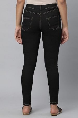 Black Solid Denim Jeggings