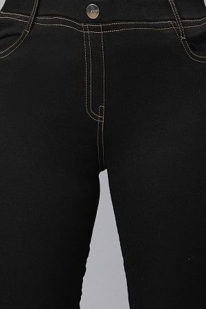 Black Solid Denim Jeggings