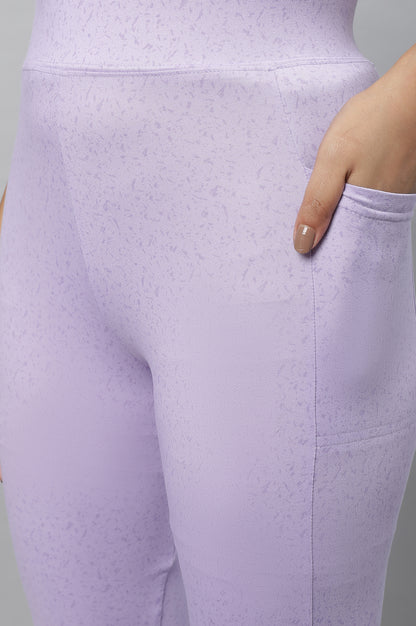 Purple Printed Yoga Tights