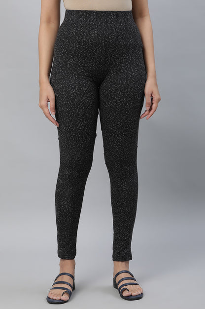 Black Printed Yoga Tights