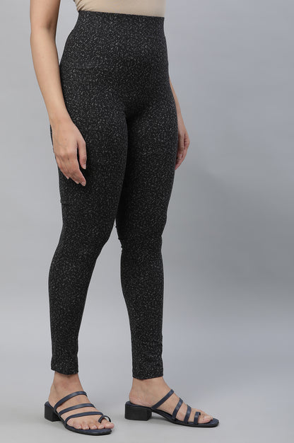 Black Printed Yoga Tights