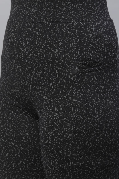 Black Printed Yoga Tights