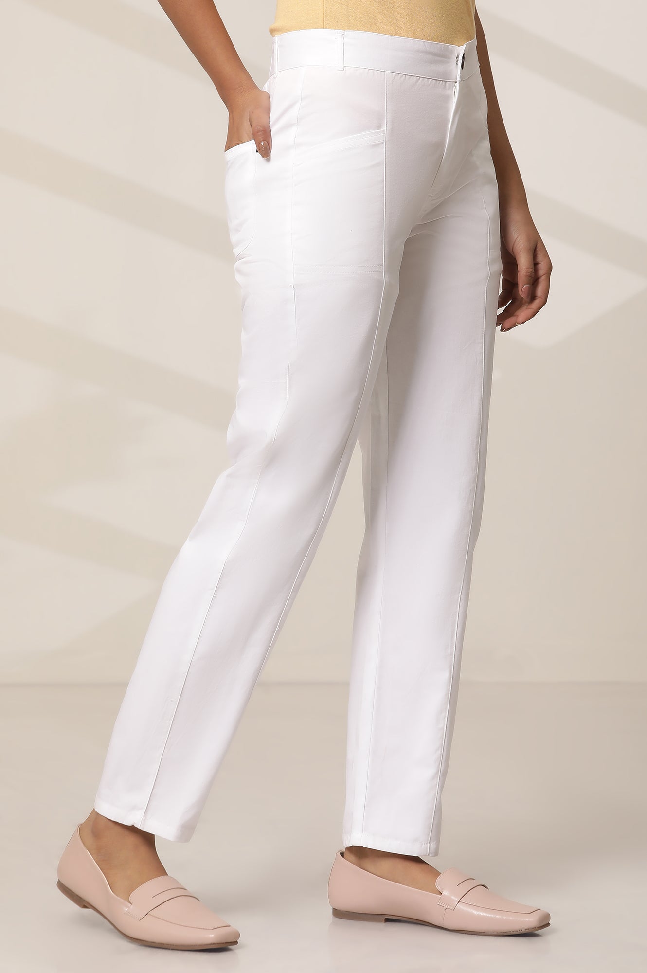 White Casual Slim Fit Trouser Pants