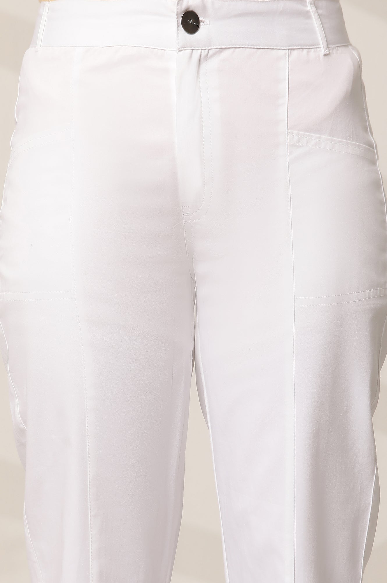 White Casual Slim Fit Trouser Pants