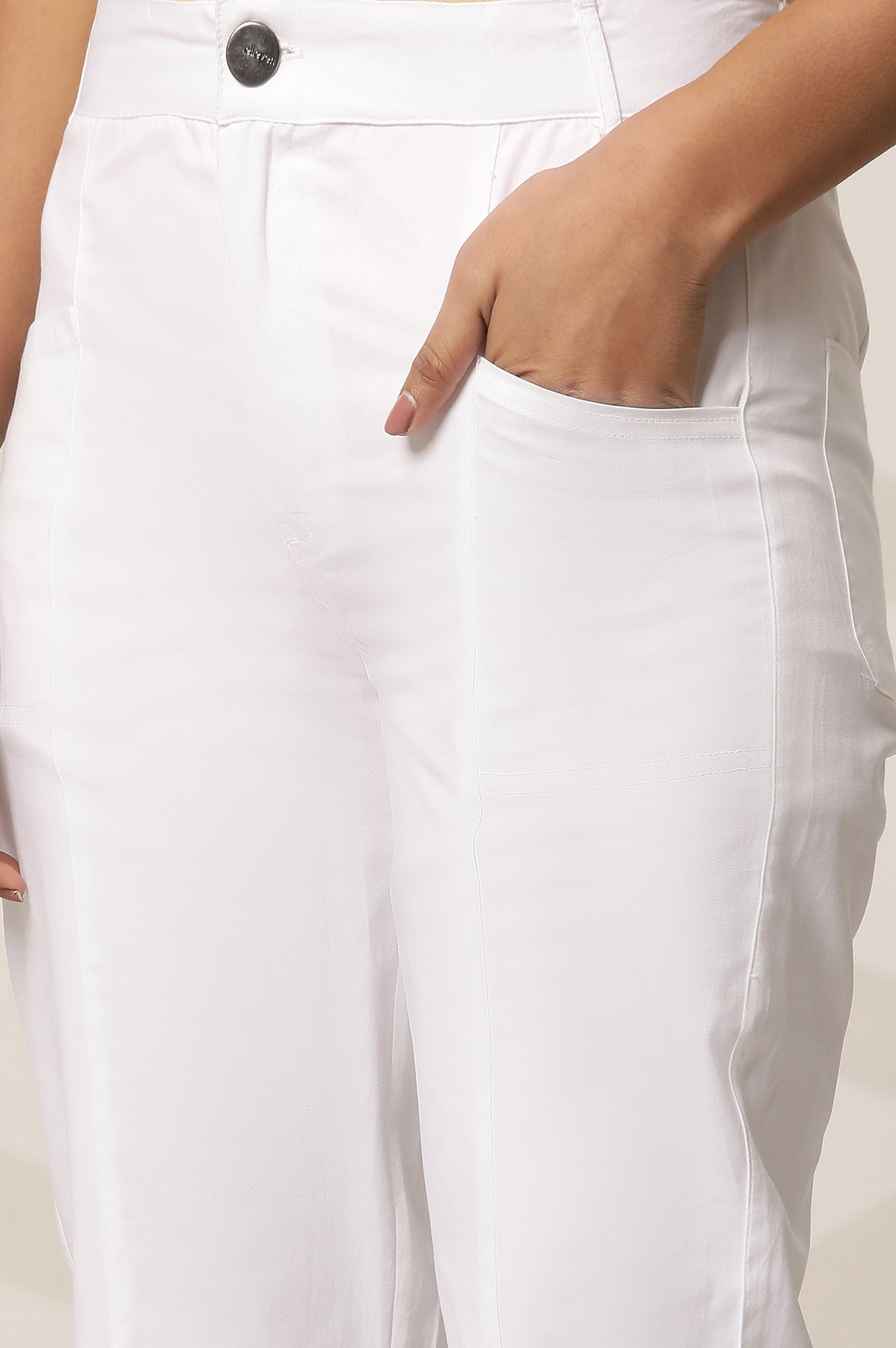 White Casual Slim Fit Trouser Pants