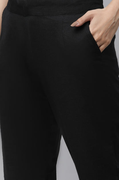 Black Lace Inserted Pintuck Trousers