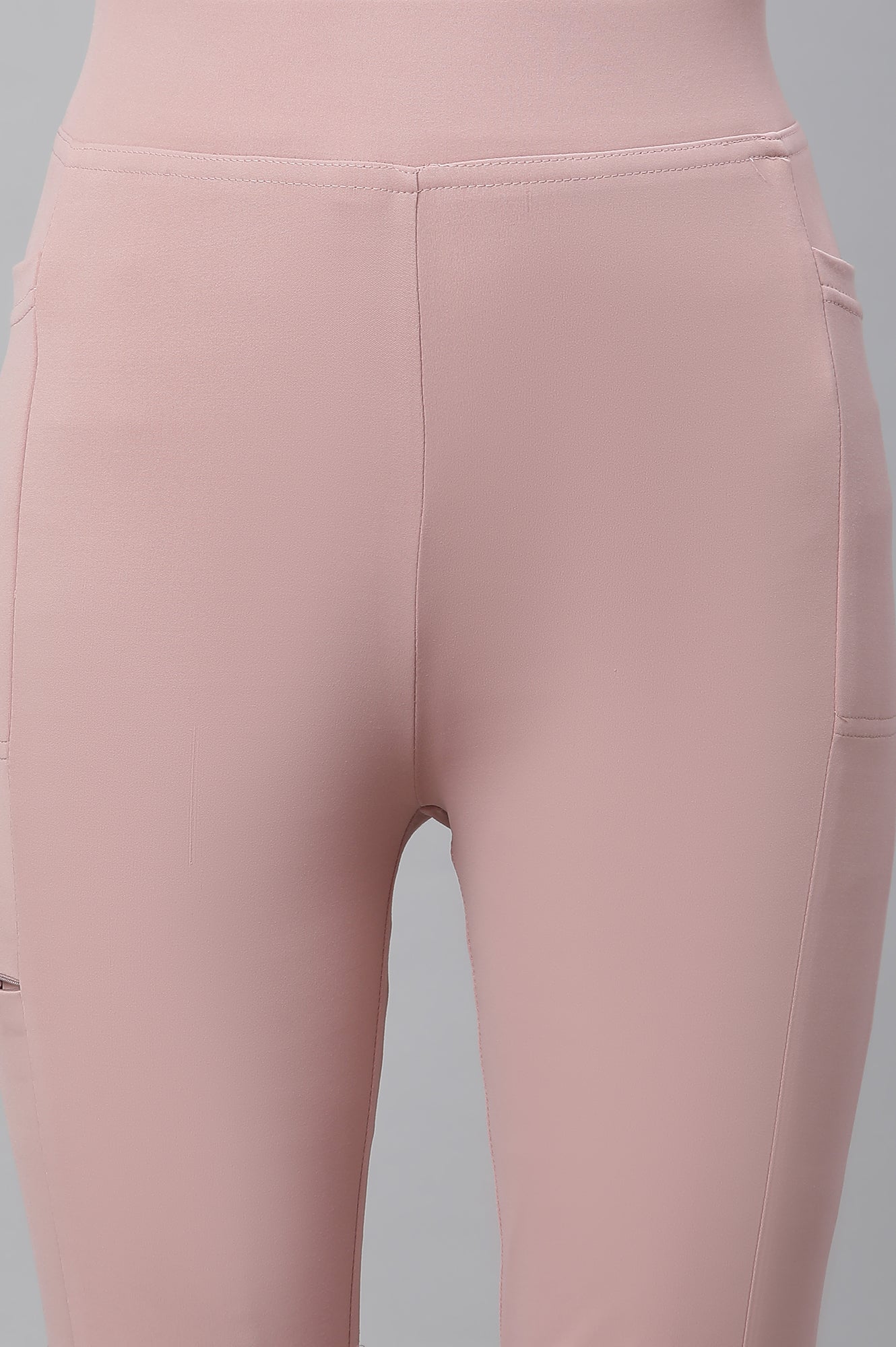 Pink Solid Travel Tights