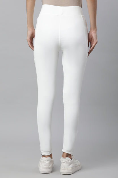 White Solid Travel Tights