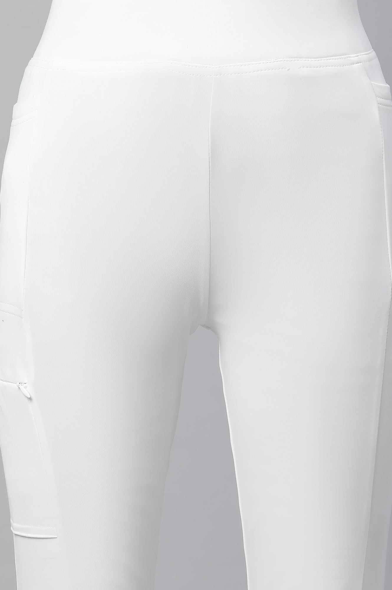 White Solid Travel Tights