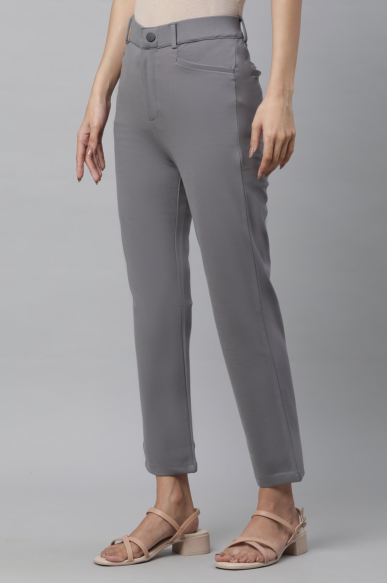 Grey Slim Fit Trouser Pants