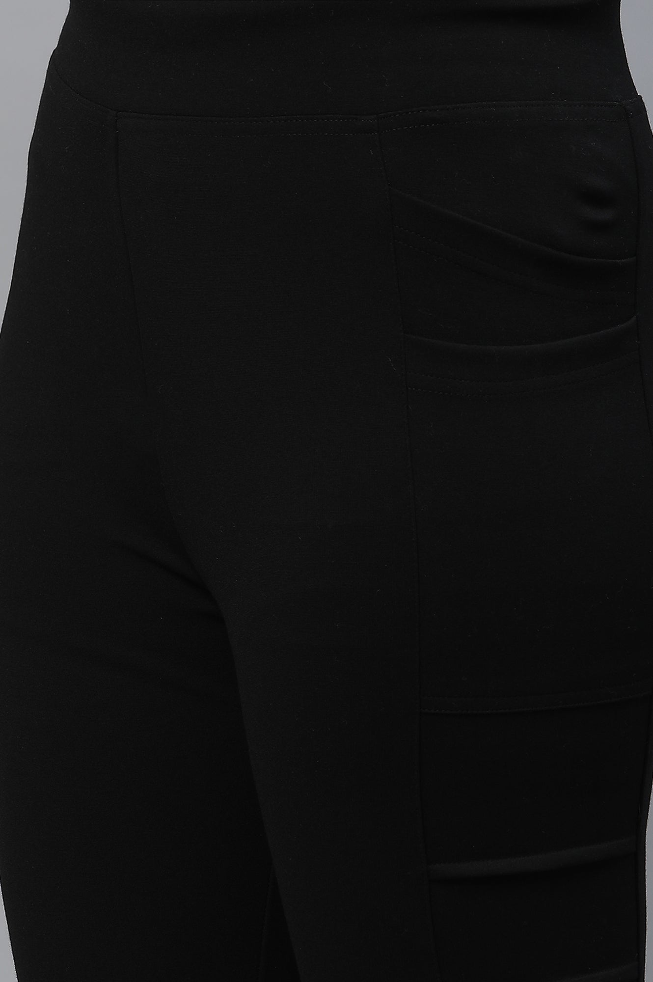 Black Solid Yoga Tights