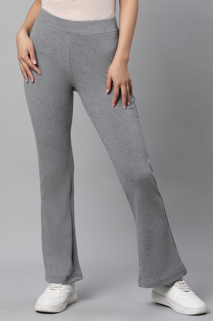 Grey Boot-Cut Flared Pants