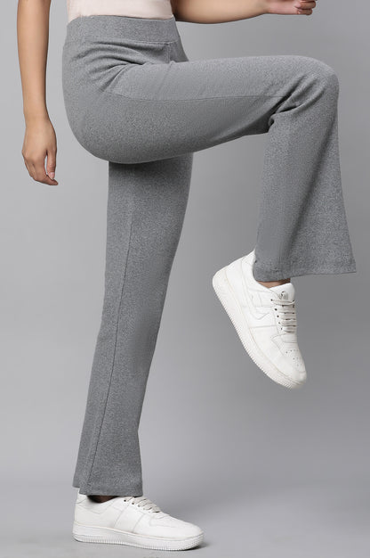 Grey Boot-Cut Flared Pants