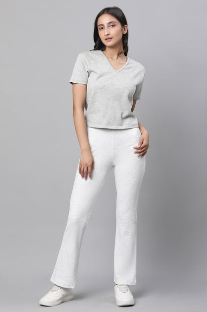 White Boot-Cut Flared Pants