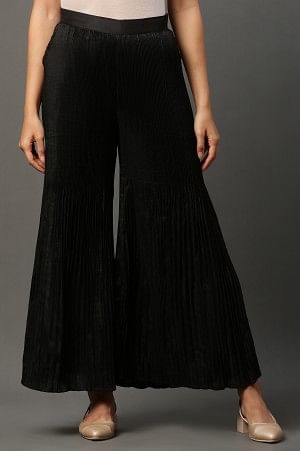 Black Pleated Flared Sharara