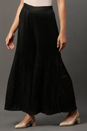 Black Pleated Flared Sharara