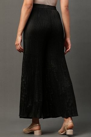 Black Pleated Flared Sharara