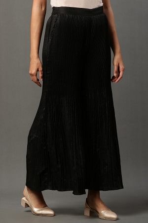 Black Pleated Flared Sharara