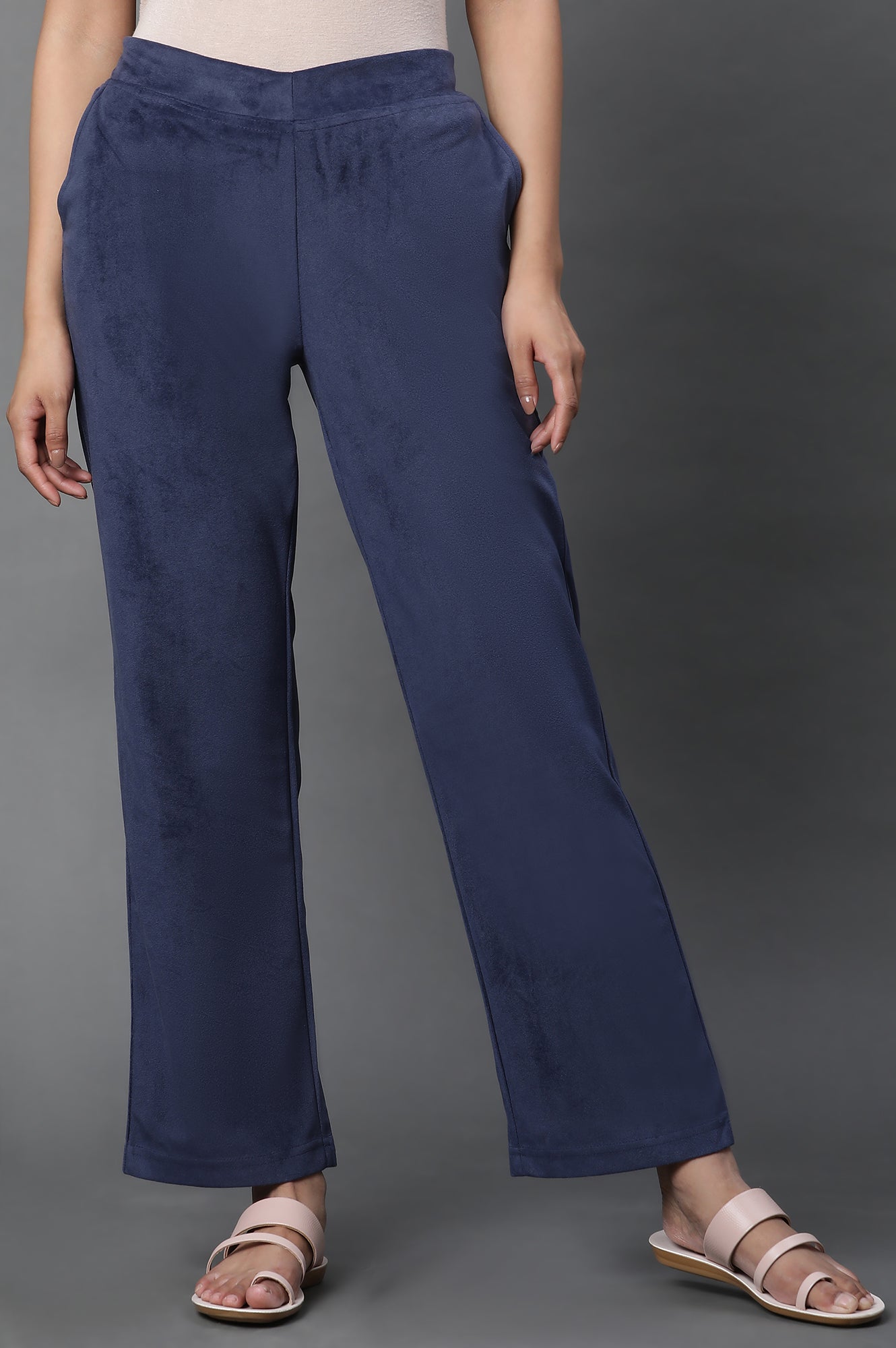 Blue Velvet Straight Pants