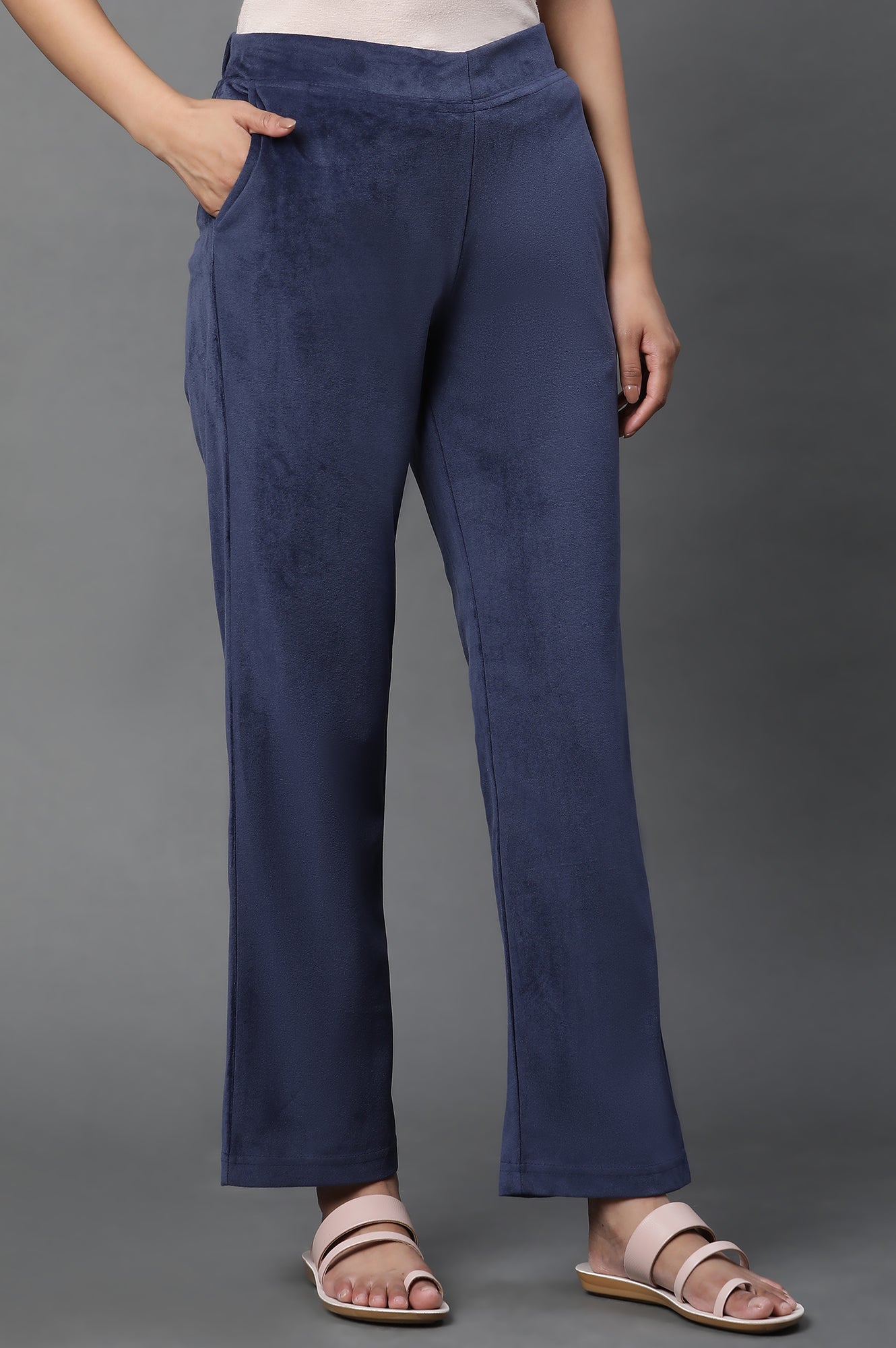 Blue Velvet Straight Pants