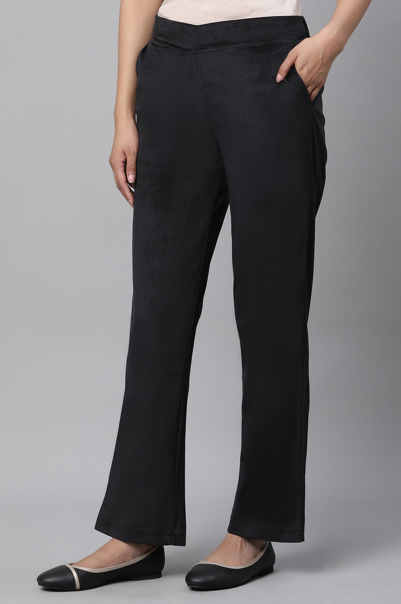 Black Velvet Straight Pants