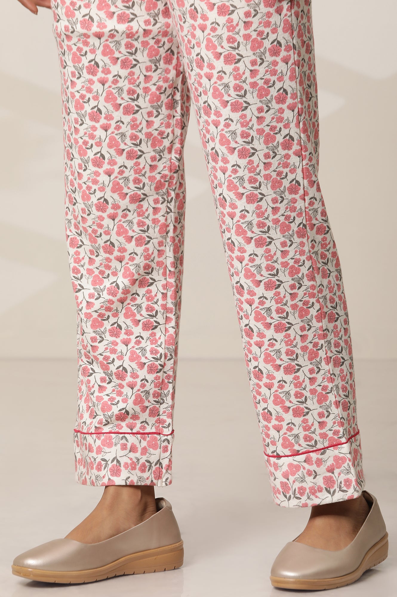 White and Pink Floral Printed Top and Palazzo lounge Wear Set