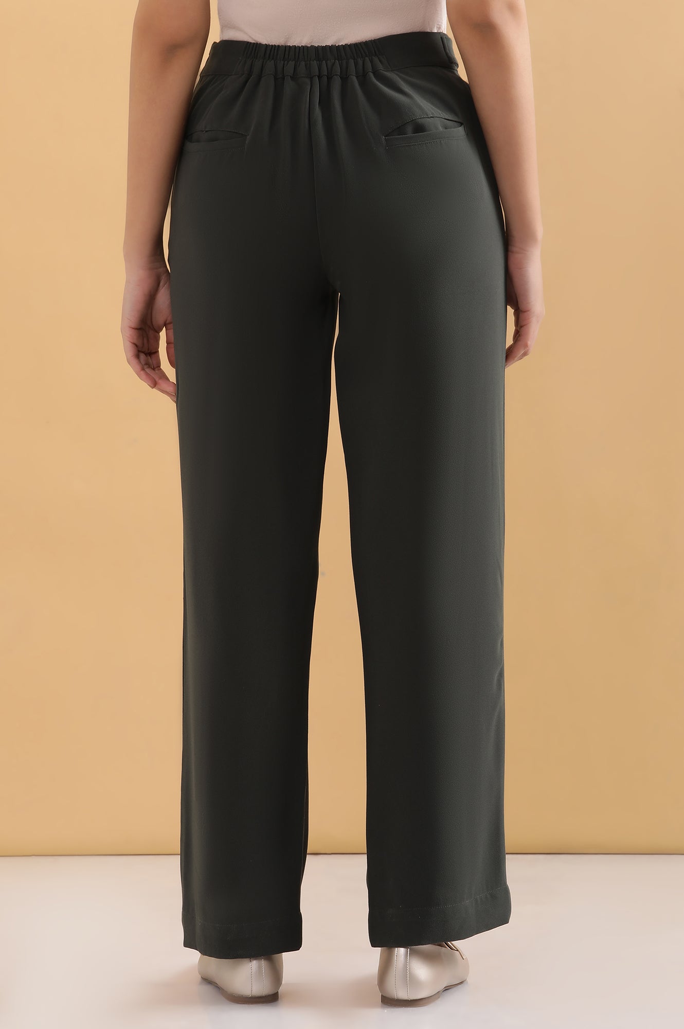 Olive Green Formal Parallel Pants