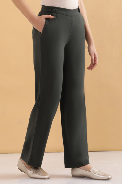 Olive Green Formal Parallel Pants