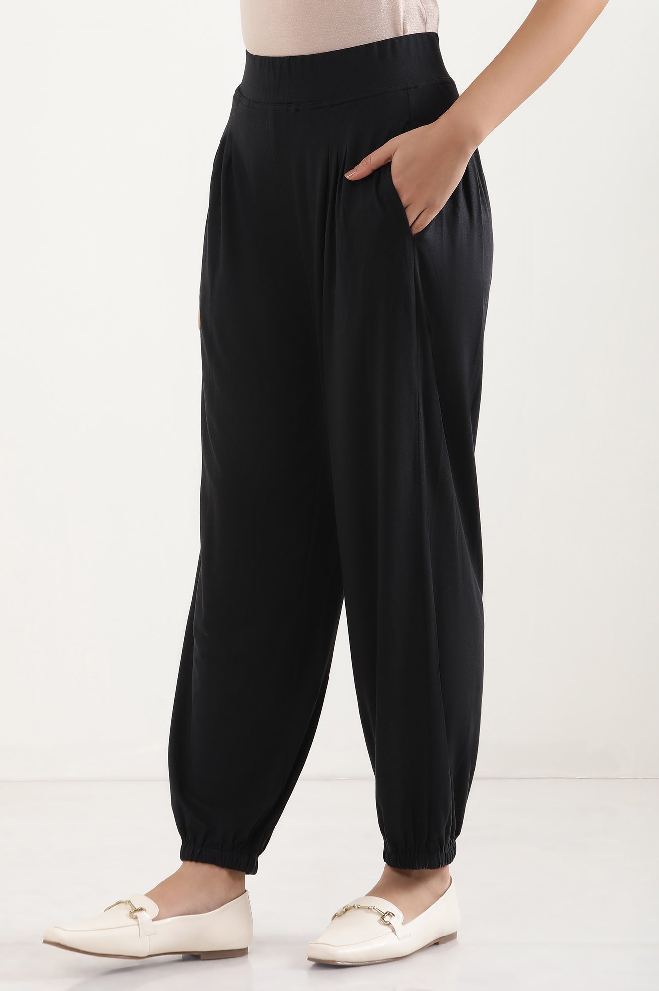 Black Pleated Harem Pants