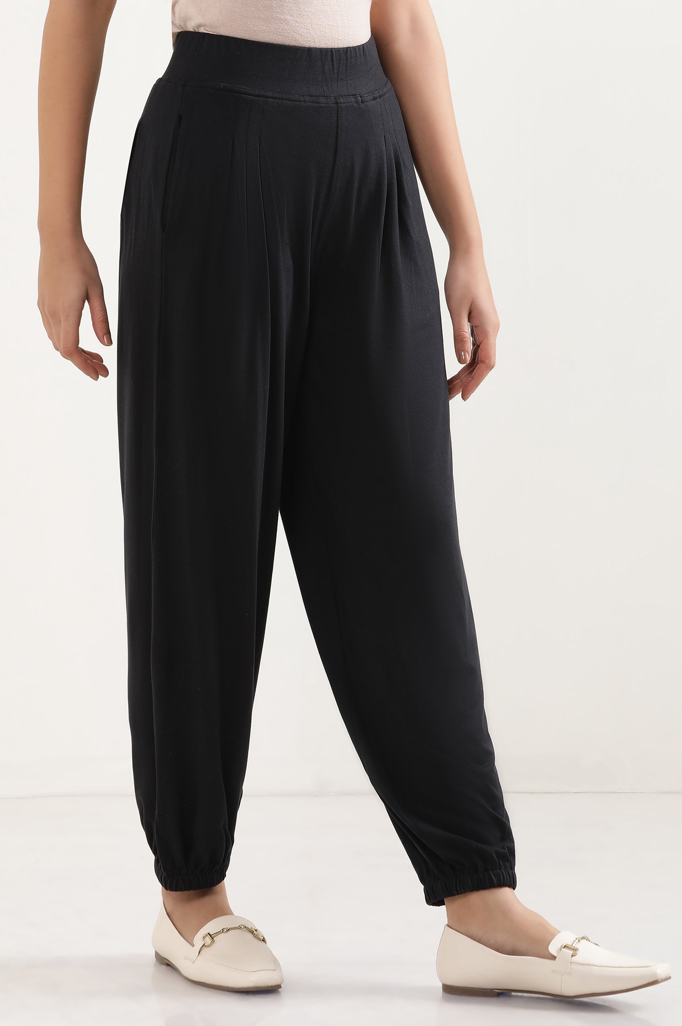 Black Pleated Harem Pants