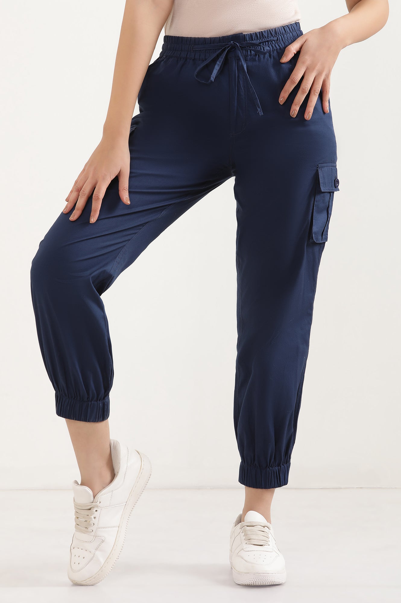 Blue Six Pocket Cargo Paants