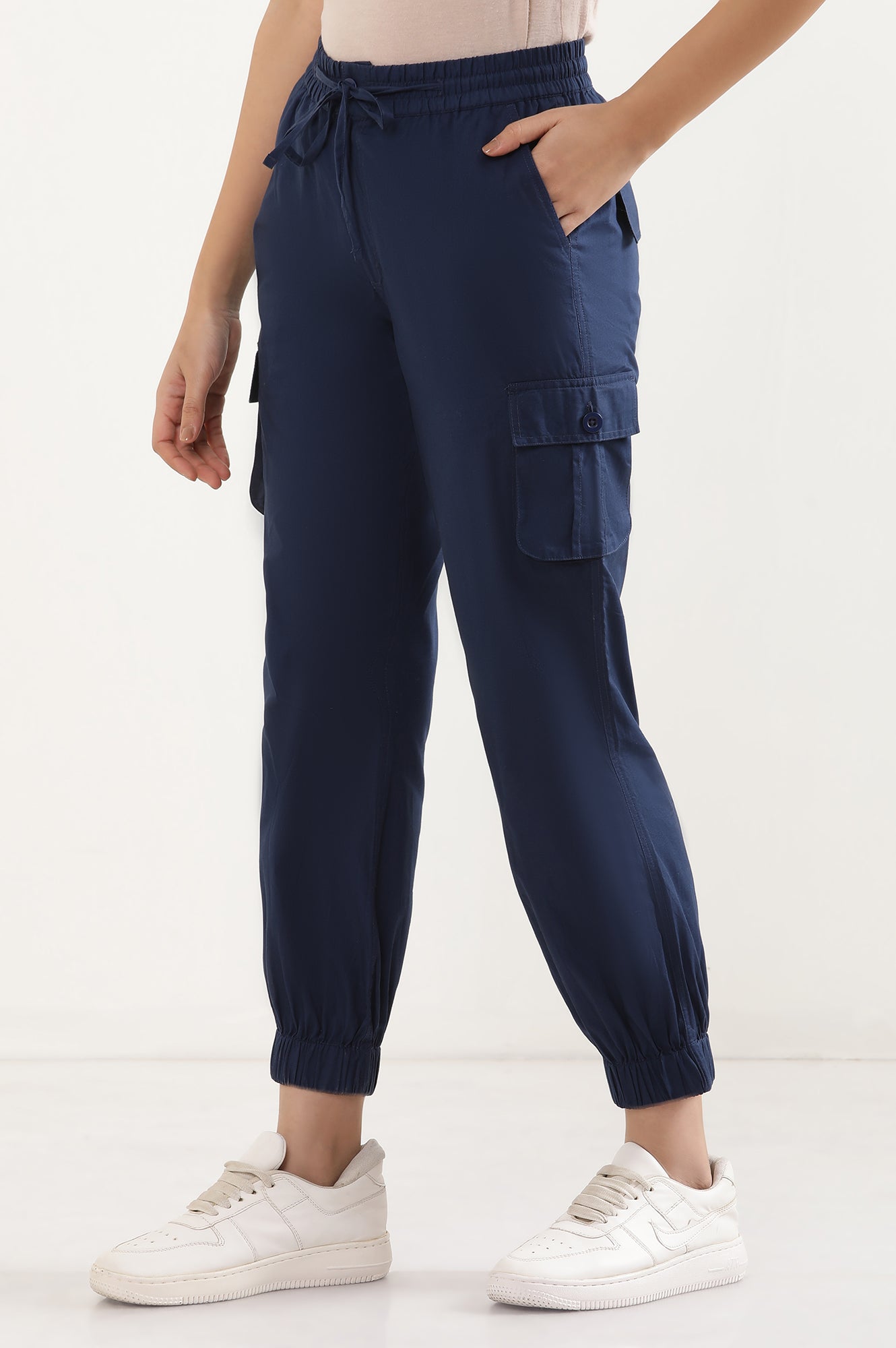 Blue Six Pocket Cargo Paants