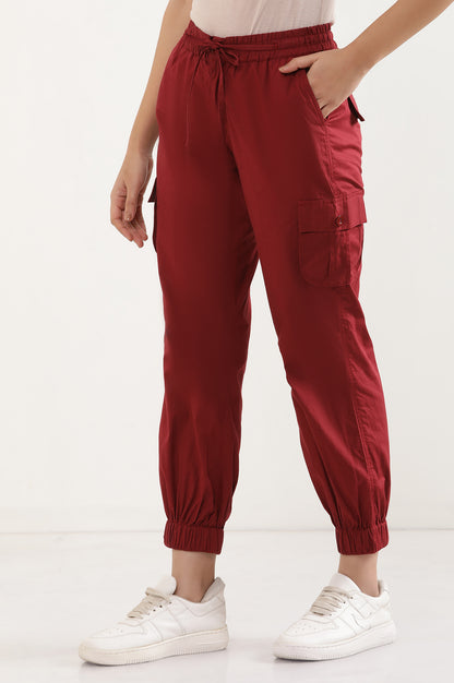 Red Six Pocket Cargo Paants