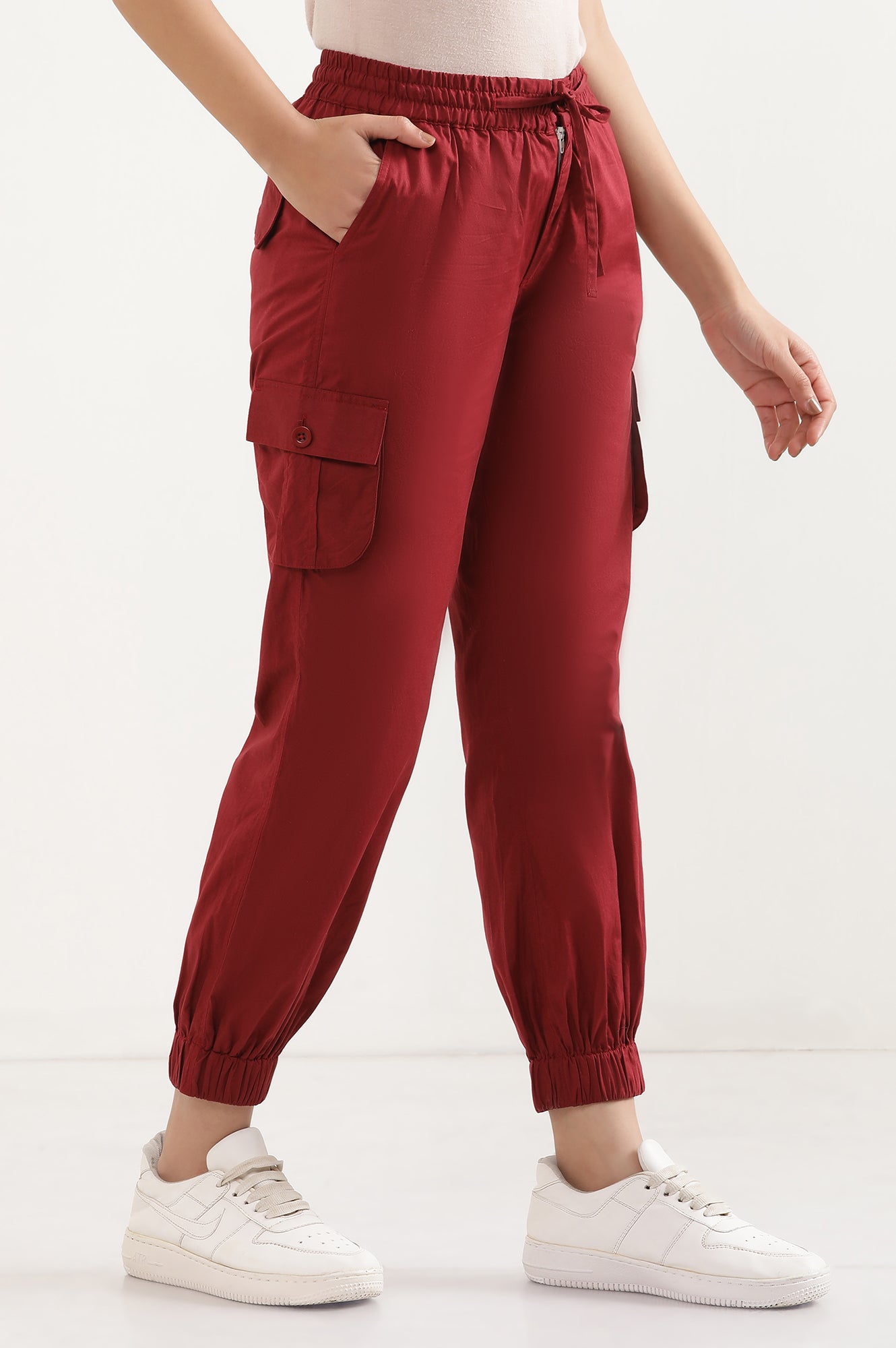 Red Six Pocket Cargo Paants