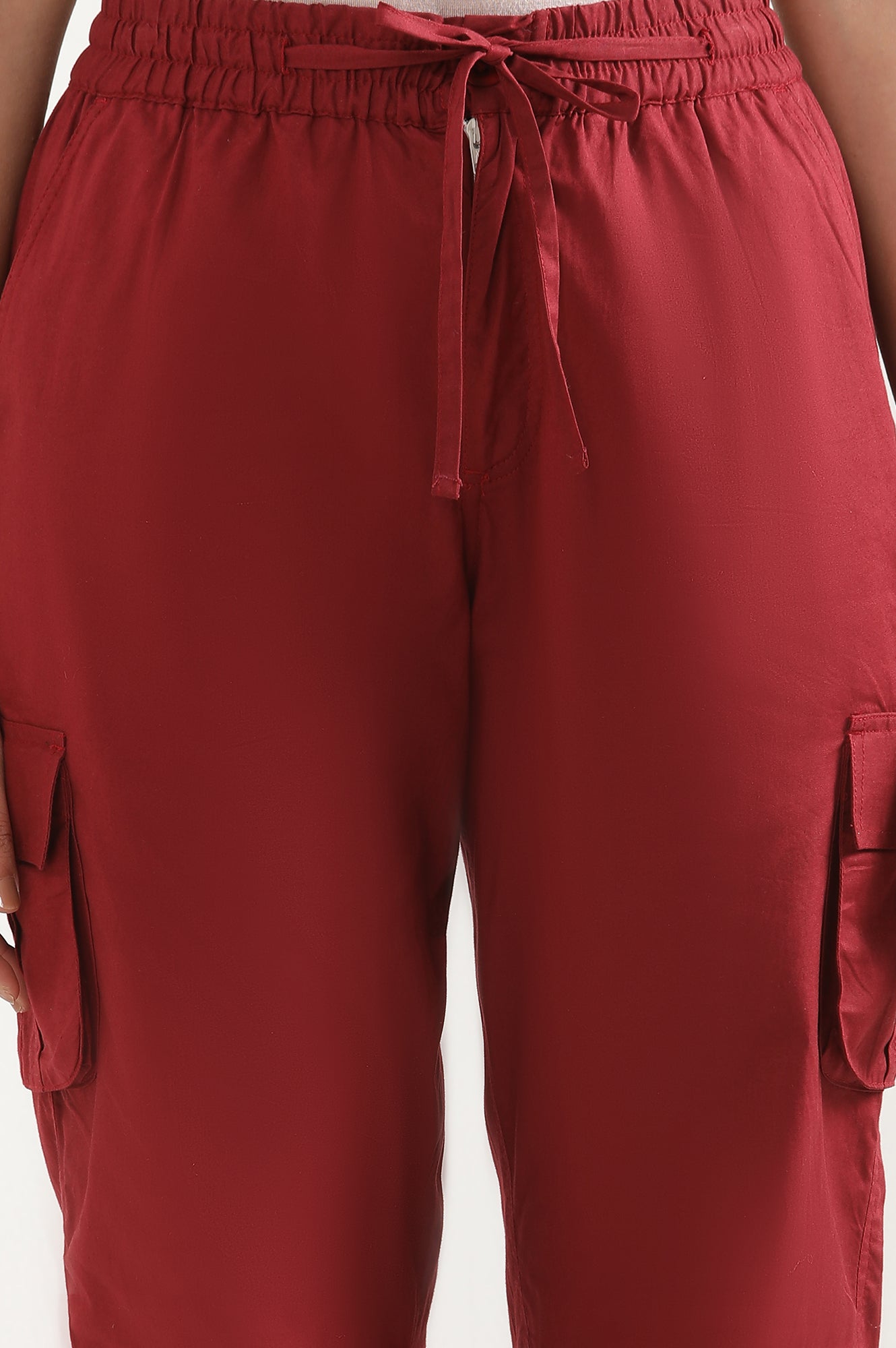 Red Six Pocket Cargo Paants