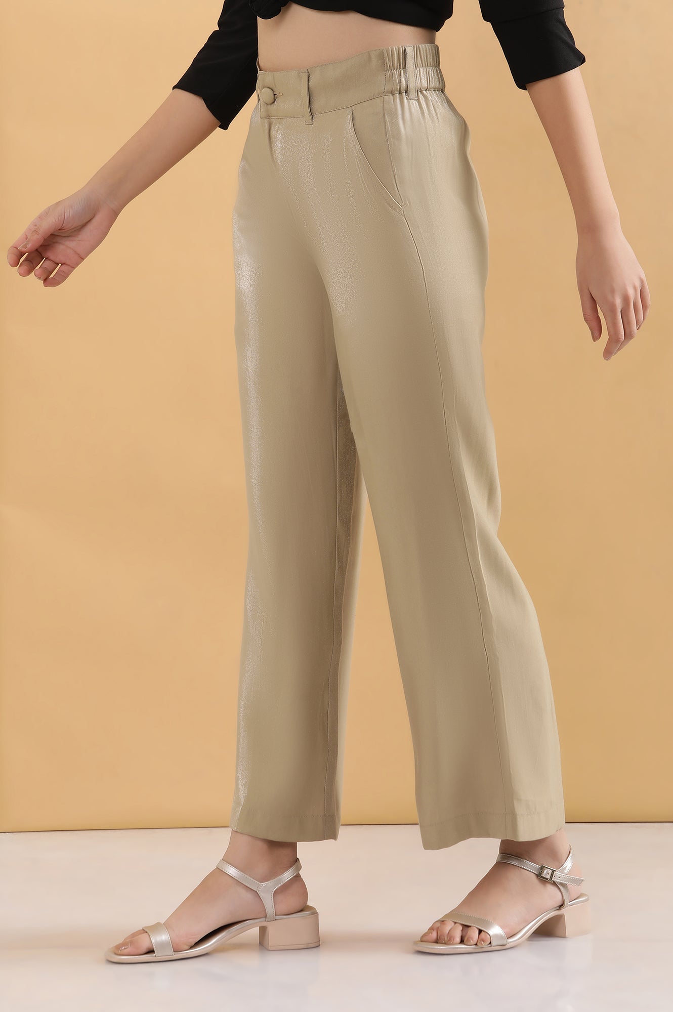 Gold Boot Cut Fir Straight Pants