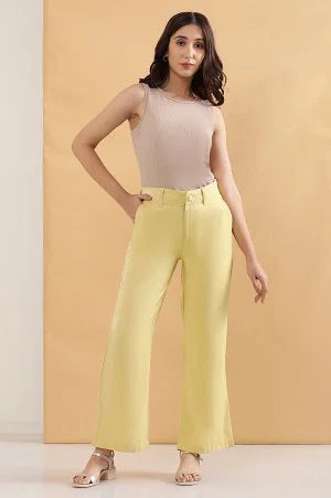 Yellow Boot Cut Fir Straight Pants