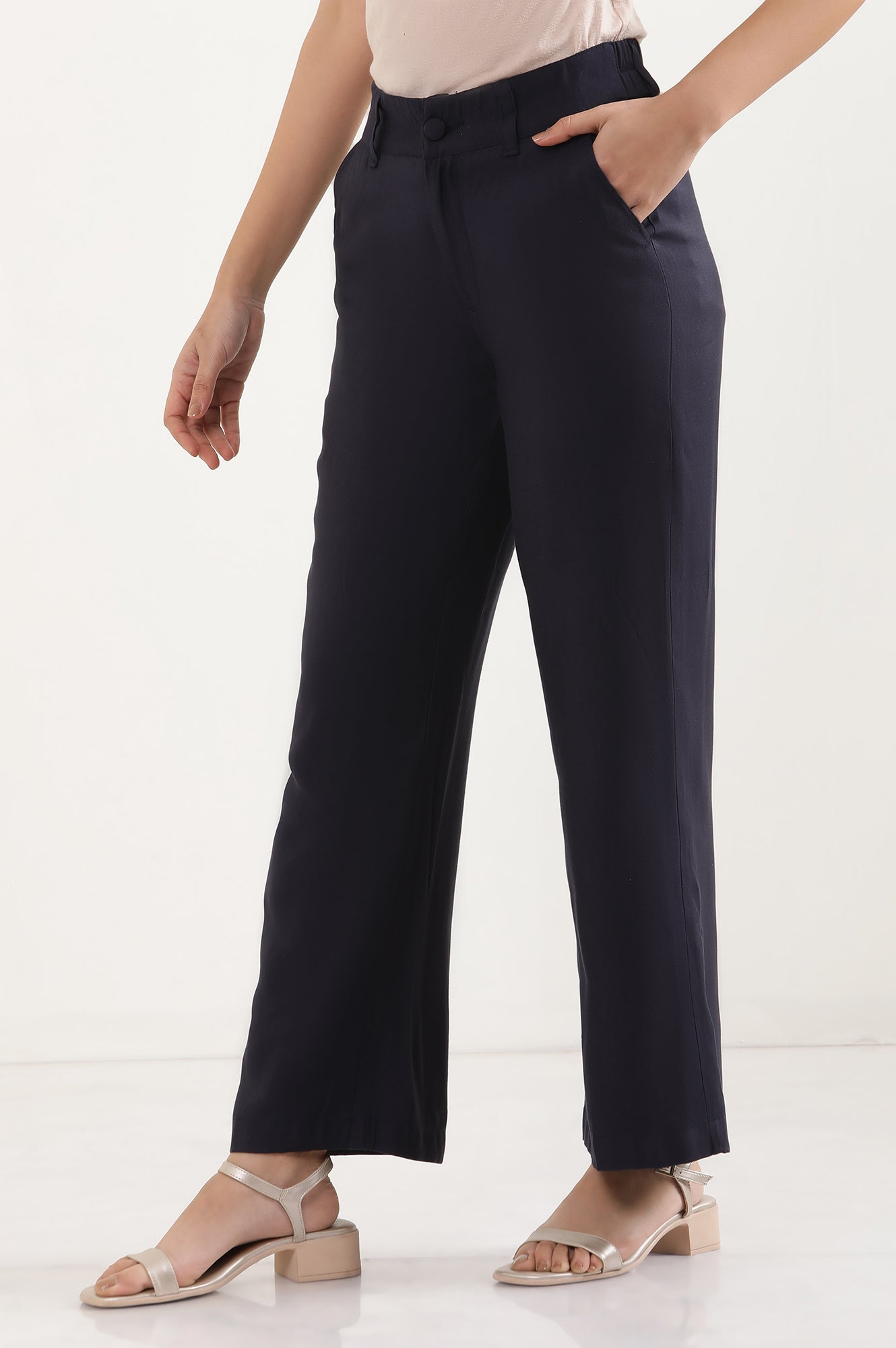 Blue Boot Cut Fir Straight Pants