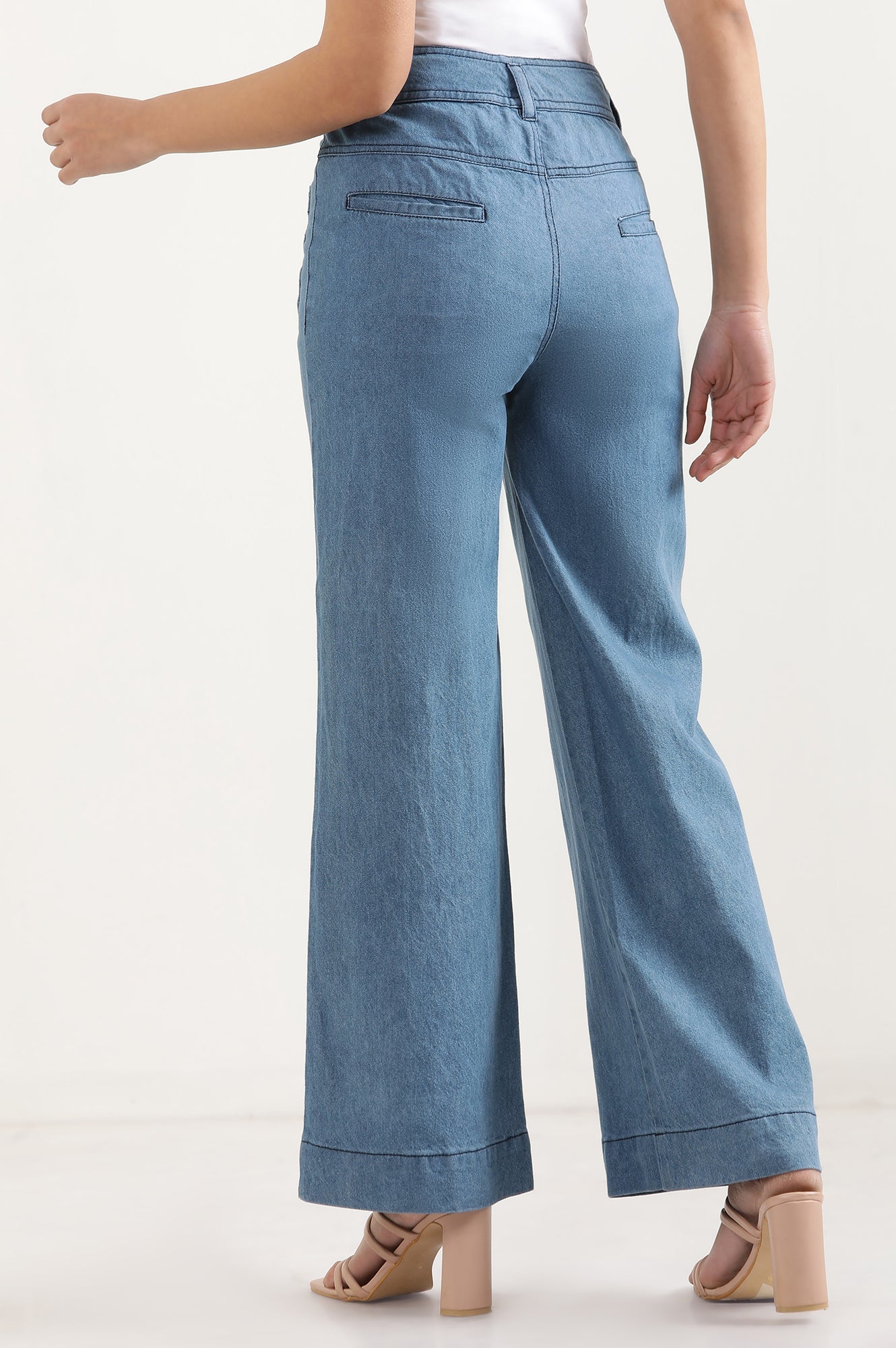 Light Blue Denim Flared Pants