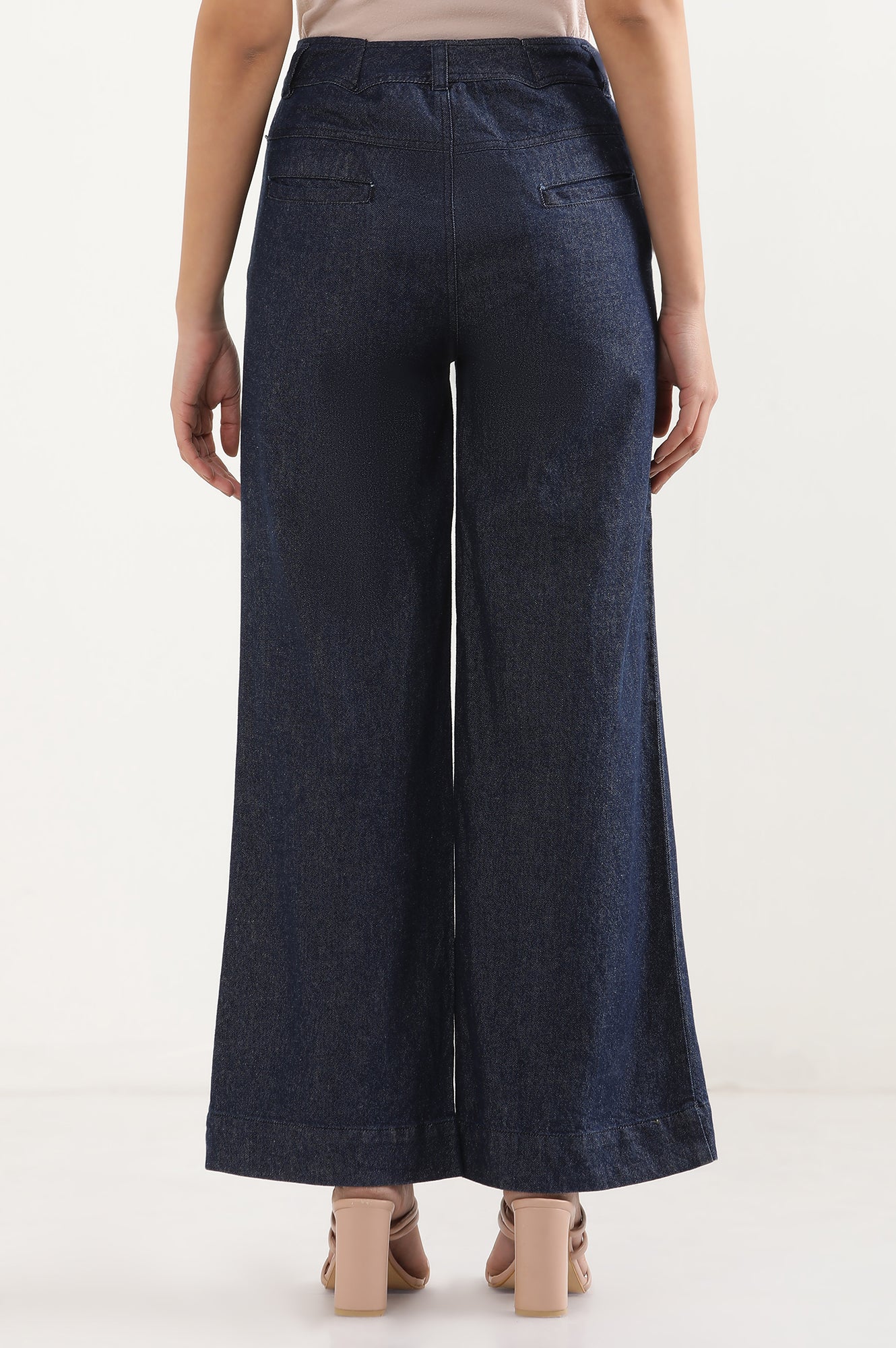 Dark Blue Denim Flared Pants