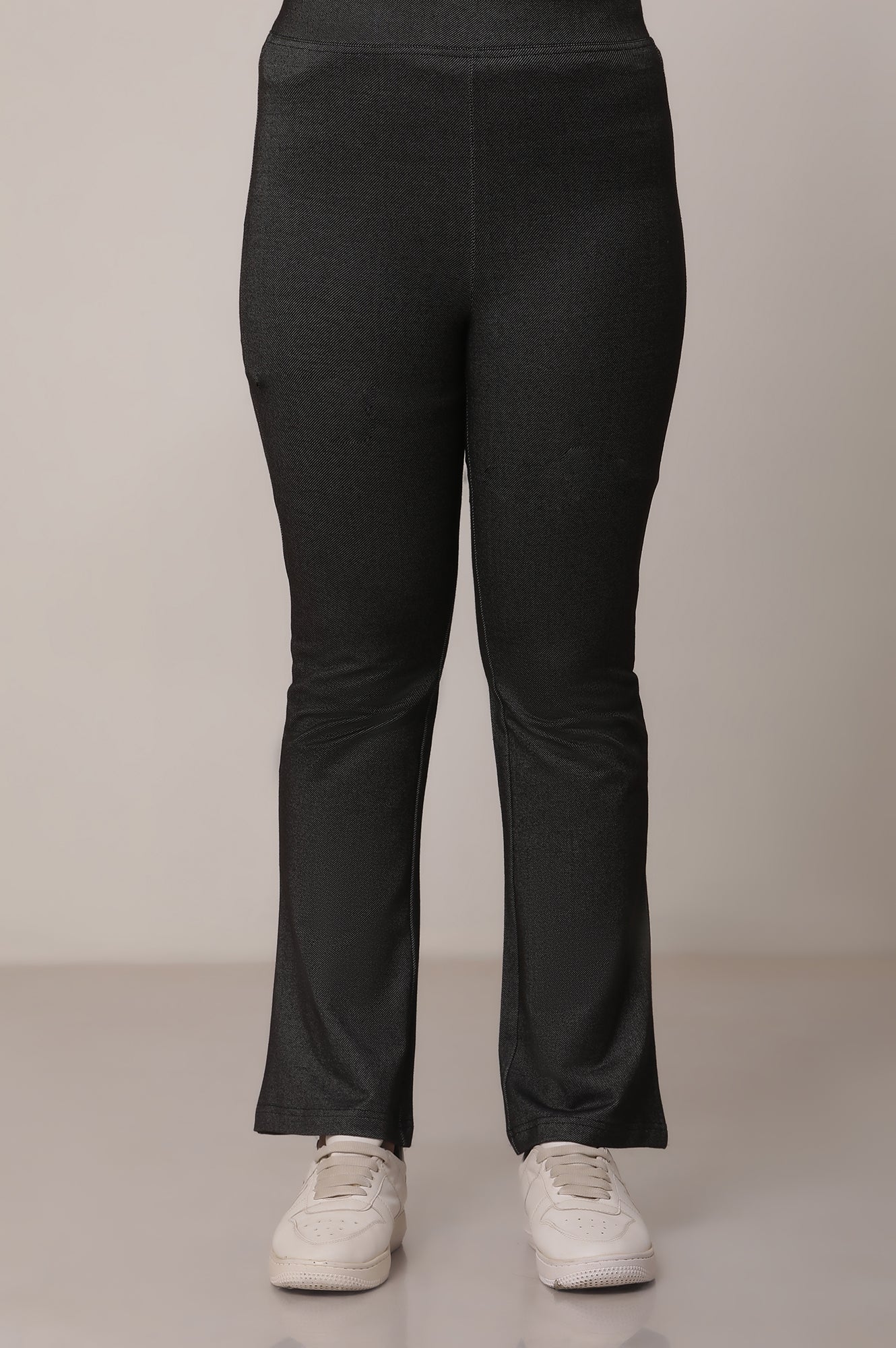 Black Solid Cotton Blend Flarred Trousers &amp; Pants